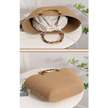 Large Straw Bag Beach Bag Tote Bag Shoulder Bag with Inner Bag Handbag Satchel Crossbody Bag Purses 2023