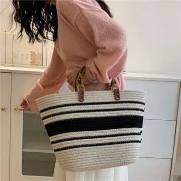 Large Straw Bag Beach Bag Tote Bag Shoulder Bag with Inner Bag Handbag Satchel Crossbody Bag Purses 2023