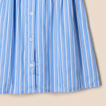 Amazon Essentials x Sofia Grainge Baby Girls' Cotton Sateen Dress with Collar, Blue White Stripe, 3-6 Months