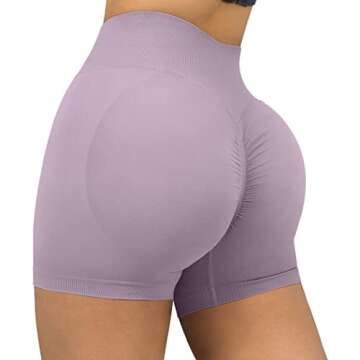 SUUKSESS Women Seamless Booty Shorts Scrunch Butt Lifting High Waisted Workout Shorts (3" Purple, S)
