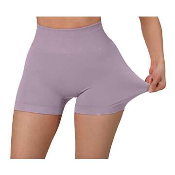 SUUKSESS Women Seamless Booty Shorts Scrunch Butt Lifting High Waisted Workout Shorts (3" Purple, S)