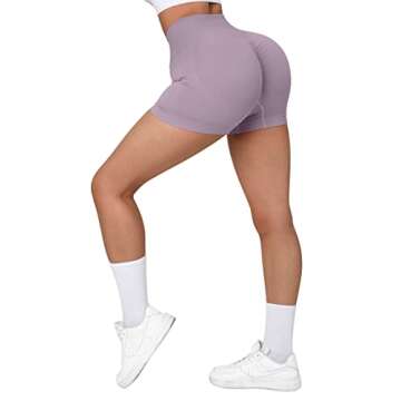 SUUKSESS Women Seamless Booty Shorts Scrunch Butt Lifting High Waisted Workout Shorts (3" Purple, S)