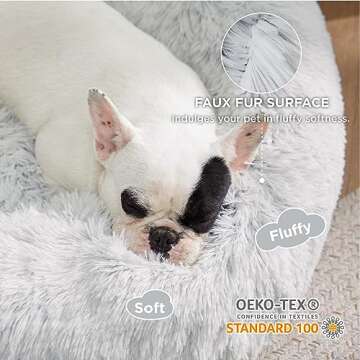 Bedsure Calming Dog Bed for Medium Dogs - Donut Washable Medium Pet Bed, 30 inches Anti-Slip Round F...