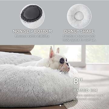 Bedsure Calming Dog Bed - Plush, Donut, Washable, Anti-Slip