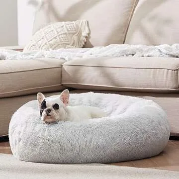 Bedsure Calming Dog Bed - Plush, Donut, Washable, Anti-Slip