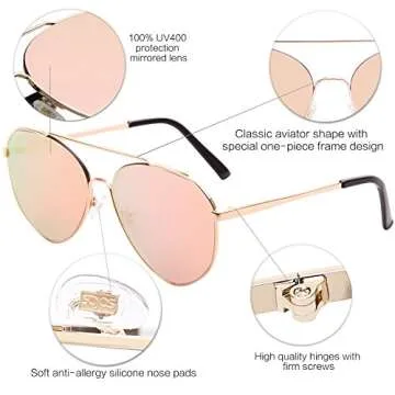 Stylish SOJOS Mirrored Aviator Sunglasses for Men Women
