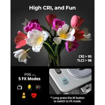 SMALLRIG Vibe P96 Pro Led Video Light, Portable Camera Light for Photography, Cold Shoe Light, CRI95+, 2500-6500K, 5 Effects, Fill Light Accessories for Content Creator, Streaming Black