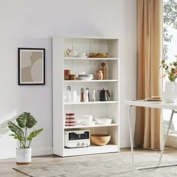 Stylish Farini 5 Tier White Bookshelf for Compact Spaces