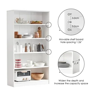 Stylish Farini 5 Tier White Bookshelf for Compact Spaces