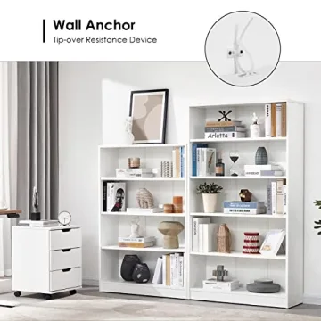 Stylish Farini 5 Tier White Bookshelf for Compact Spaces