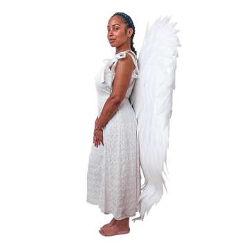UNDERWRAPS Large Costume Angel Wings - Adult Huge Angel Wings Halloween Costume, 5 Feet Long Photoshoot Prop Wings for Men & Women, (Full Length Wings, White) (30678 OS)
