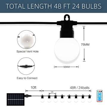 PURPLE LEAF Outdoor Solar String Lights 48 Ft LED