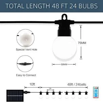 PURPLE LEAF Outdoor Solar String Lights 48 Ft LED