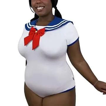 Littleforbig Adult Baby Onesie Diaper Lover (ABDL) Snap Crotch Romper Onesie Pajamas-Cosplay Magical Onesie Skirt Set, XXXX-Large, Sailorblue Set