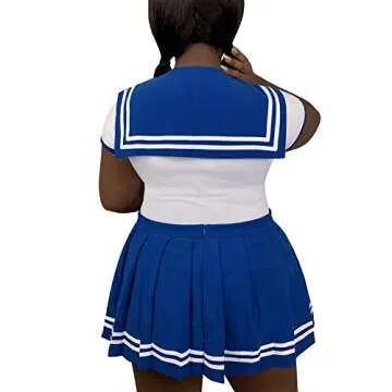 Littleforbig Adult Baby Onesie Diaper Lover (ABDL) Snap Crotch Romper Onesie Pajamas-Cosplay Magical Onesie Skirt Set, XXXX-Large, Sailorblue Set