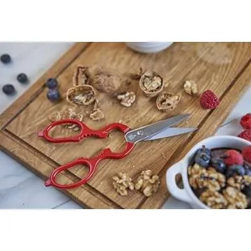 Zwilling Kitchen Shears, Multi-Purpose, Bottle Opener, Jar Lid Lifter, Dishwasher Safe, Heavy Duty, Forged Stainless Steel Blades, Red 7.9-inch