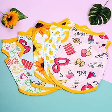 Dxhycc 5 Pieces Dog Shirts Pet Printed Puppy Clothes Soft Dog Sweatshirt Pullover Dog T Shirts Summer Puppy Clothes Dog Outfits for Small Medium Dogs and Cats Apparel (Small)
