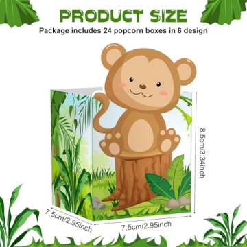 Marspark Jungle Theme Popcorn Boxes - 24 Safari Party Supplies
