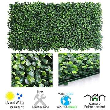 Realistic & Thick Artificial Hedge Boxwood Fence Privacy Screen Panels 20"x20", UV Protection Fresh Faux Foliage Backdrop Wall Christmas Decor for Indoor Outdoor, 6 Pack