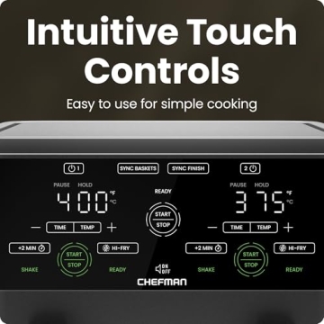 CHEFMAN Dual Basket Air Fryer with Sync Finish