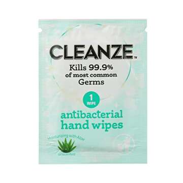 Cleanze Antibacterial Hand Sanitizing Individual Hand Wipe Packets, 50 Unscented Disinfecting Hand S...