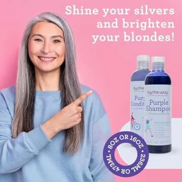 Purple Shampoo by The BTW Co. for Silver, Gray, and Blonde Hair Brighten & Remove Yellow or Brassy Tones with No Sulfates, No Parabens Cruelty-Free for Color-Treated and Natural Hair| 1 Pack 16 Fl Oz
