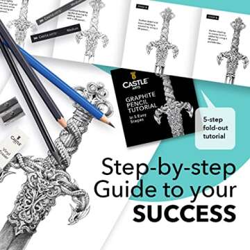 Castle Art Supplies 26 Piece Drawing and Sketching Art Set: Perfect for Beginners, Kids or Any Aspiring Artist - Includes Graphite Pencils and Sticks, Charcoal Pencils, Erasers and Sharpeners, Adult