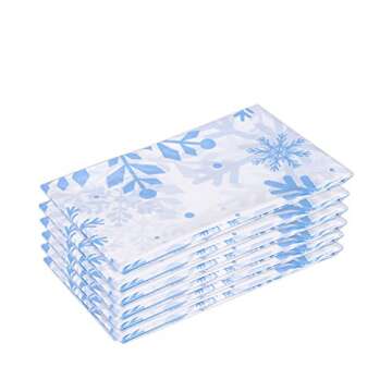 Juvale 6-Pack Snowflake Themed Plastic Table Covers - Ideal Tablecloth for Christmas - White & Blue, 54 x 108 Inches