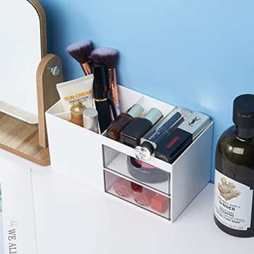 LETURE Office Desk Organizer with drawer, Office Supplies and Desk Accessories, Business Card/Pen/Pe...