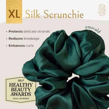 Authentic Mulberry Silk Extra Large Scrunchies for Women, Anti Breakage Hair Ties for Curly Thick & ...