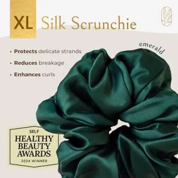 Authentic Mulberry Silk Extra Large Scrunchies for Women, Anti Breakage Hair Ties for Curly Thick & ...