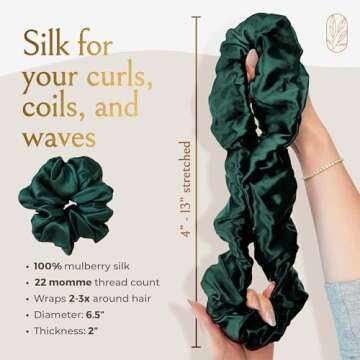 Elegant 100% Silk Extra Large Scrunchies for Women