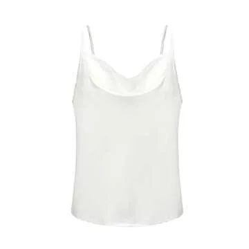 Famulily Silky Satin Cowl Neck Tank Top for Women