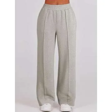 Aleumdr Womens 2 Piece Outfits Sweatsuits Fleece Lounge Set Quarter Sweatshirt Matching Set Oversized Pullover Wide Leg Sweatpant Tracksuits 2024 Fall Casual Travel Clothing Set Grey