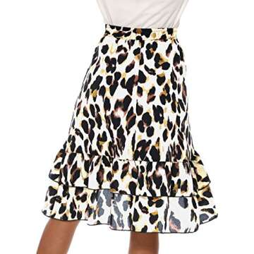 Flouncy Leopard Print High Waist Beach Skirt for Women