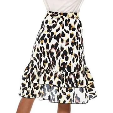 Flouncy Leopard Print High Waist Beach Skirt for Women