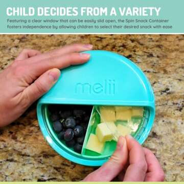 melii 3 Snack Compartments - 4oz (114ml) BPA-Free, Dishwasher Safe Snack Containers for On-The-Go Travel, Healthy Snacking, Eco-Friendly, Lead-Free, PVC-Free - Perfect for Kids and Adults