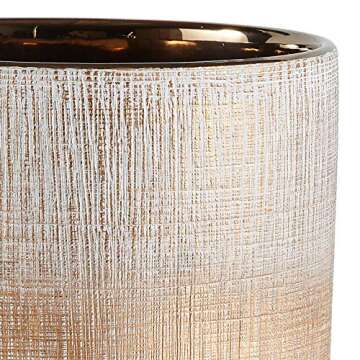 Amazon Brand - Rivet Rustic Stoneware Crosshatch Indoor Outdoor Round Flower Plant Pot, 6.25"H, Medium Planter, Bronze