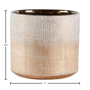 Amazon Brand - Rivet Rustic Stoneware Crosshatch Indoor Outdoor Round Flower Plant Pot, 6.25"H, Medium Planter, Bronze