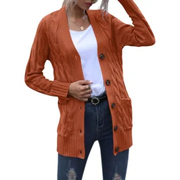 MEROKEETY Women's Cozy Cable Knit Cardigan for Fall
