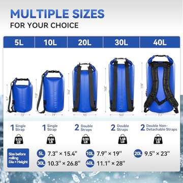 MARCHWAY Floating Waterproof Dry Bag Backpack 5L/10L/20L/30L/40L, Roll Top Sack Keeps Gear Dry for Kayaking, Rafting, Boating, Swimming, Camping, Hiking, Beach, Fishing (Dark Blue, 10L)