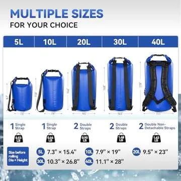 MARCHWAY Floating Waterproof Dry Bag Backpack 5L/10L/20L/30L/40L, Roll Top Sack Keeps Gear Dry for Kayaking, Rafting, Boating, Swimming, Camping, Hiking, Beach, Fishing (Dark Blue, 10L)