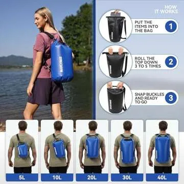 MARCHWAY Floating Waterproof Dry Bag Backpack 5L/10L/20L/30L/40L, Roll Top Sack Keeps Gear Dry for Kayaking, Rafting, Boating, Swimming, Camping, Hiking, Beach, Fishing (Dark Blue, 10L)