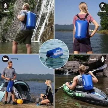 MARCHWAY Floating Waterproof Dry Bag Backpack 5L/10L/20L/30L/40L, Roll Top Sack Keeps Gear Dry for Kayaking, Rafting, Boating, Swimming, Camping, Hiking, Beach, Fishing (Dark Blue, 10L)