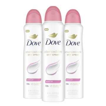Dove Advanced Care Antiperspirant Deodorant Spray Powder Soft 3 Count to help skin barrier repair af...
