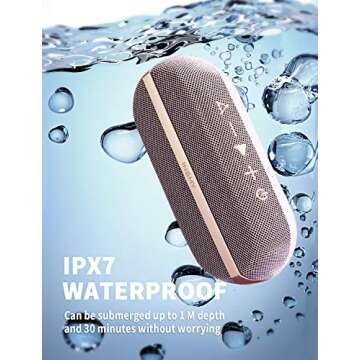 INSMY Portable Bluetooth Speakers, IPX7 Waterproof Floating 20W Wireless Speaker Loud Sound Rich Bass, Stereo Pairing Max 40W, 24 Hours Built-in Mic for Outdoors Camping Pool (Purple)