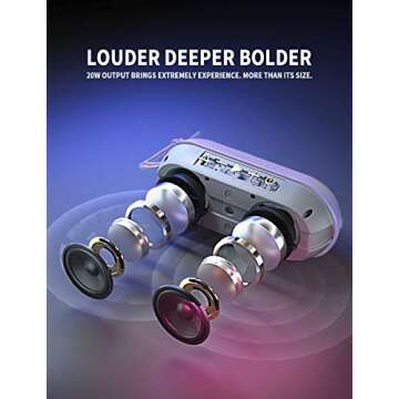 INSMY Portable Bluetooth Speakers, IPX7 Waterproof Floating 20W Wireless Speaker Loud Sound Rich Bass, Stereo Pairing Max 40W, 24 Hours Built-in Mic for Outdoors Camping Pool (Purple)