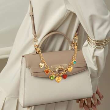 HolidayQbee Elegant Heart Design Keychain - Gold Charm for Women