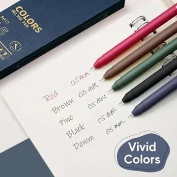MIXVOVA Colored Pens, 5Pcs Gel Pens 0.5mm Colored Ink Pens Fine Point Smooth Writing Quick-Dry Pens ...