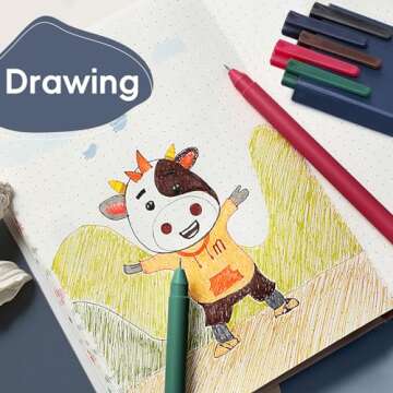 MIXVOVA Colored Pens, 5Pcs Gel Pens 0.5mm Colored Ink Pens Fine Point Smooth Writing Quick-Dry Pens for Journaling and Note Taking, Back-to-School Supplies for Kids (5 Pcs Vintage)